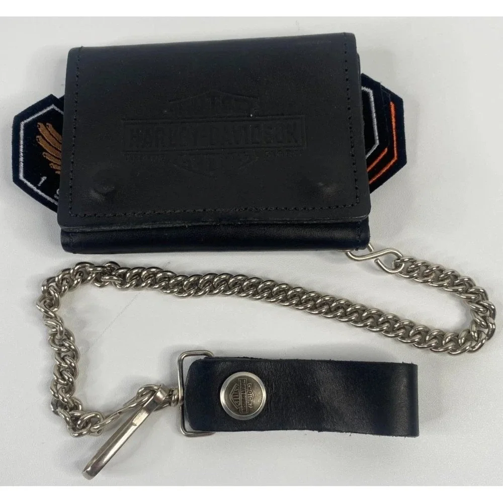 Harley-Davidson Boots Wallet Patches Mens 9 Black Good Engineer Biker Bundle